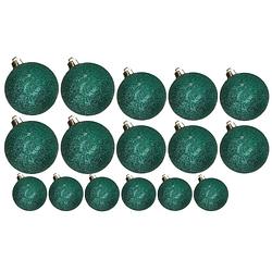 Foto van Kerstversiering set glitter kerstballen petrol blauw 6 - 8 - 10 cm - pakket van 50x stuks - kerstbal
