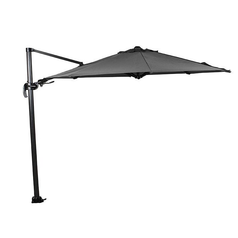 Foto van Garden impressions hawaii zweefparasol 350 cm doorsnee polyester royal grey - licht grijs