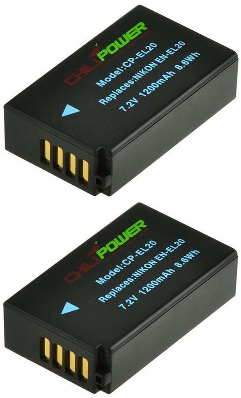 Foto van Chilipower en-el20 accu voor nikon - 1200mah - 2-pack