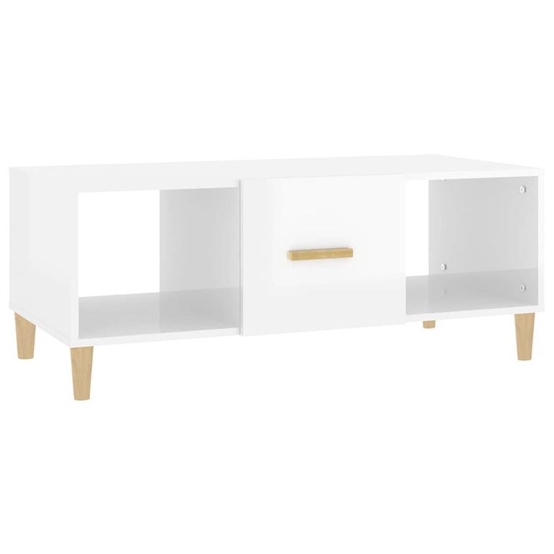 Foto van The living store salontafel - banktafel - 102x50x40 cm - hoogglans wit