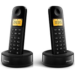 Foto van Philips draadloze dect-telefoon met 2 handset met groot display 4,1 cm en nummerherkenning - zwart