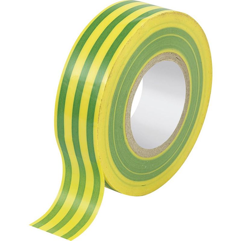 Foto van Tru components sw10-157 1563946 isolatietape groen, geel (l x b) 10 m x 19 mm 1 stuk(s)