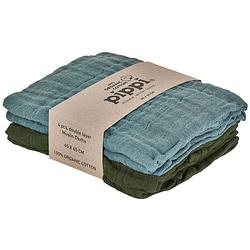 Foto van Pippi luierdoeken diapers junior 65 x 65 cm katoen blauw/groen 4 stuks