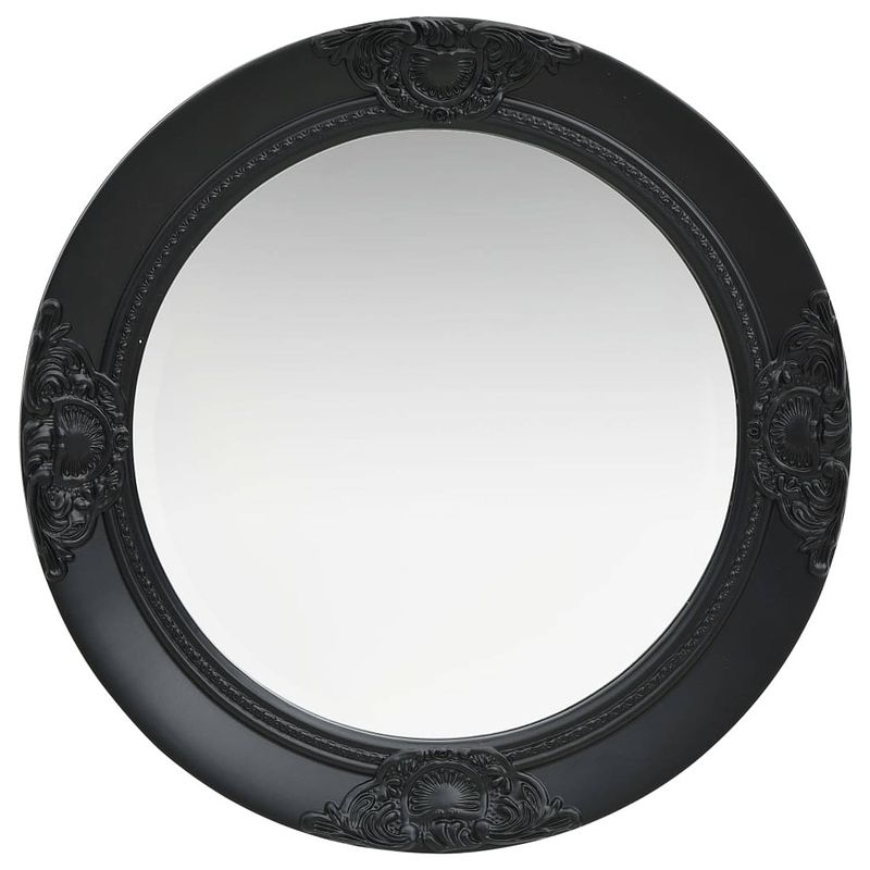 Foto van The living store wandspiegel barok - zwart - 50 cm - rond - met montagehaak