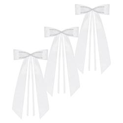 Foto van Trouwauto antenne lint strik - bruiloft - wit - 8x stuks - 14 cm - just married - feestdecoratievoorwerp
