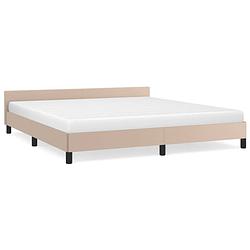 Foto van The living store bedframe - cappuccino - kunstleer - 203 x 183 x 50 cm - inclusief montagehandleiding