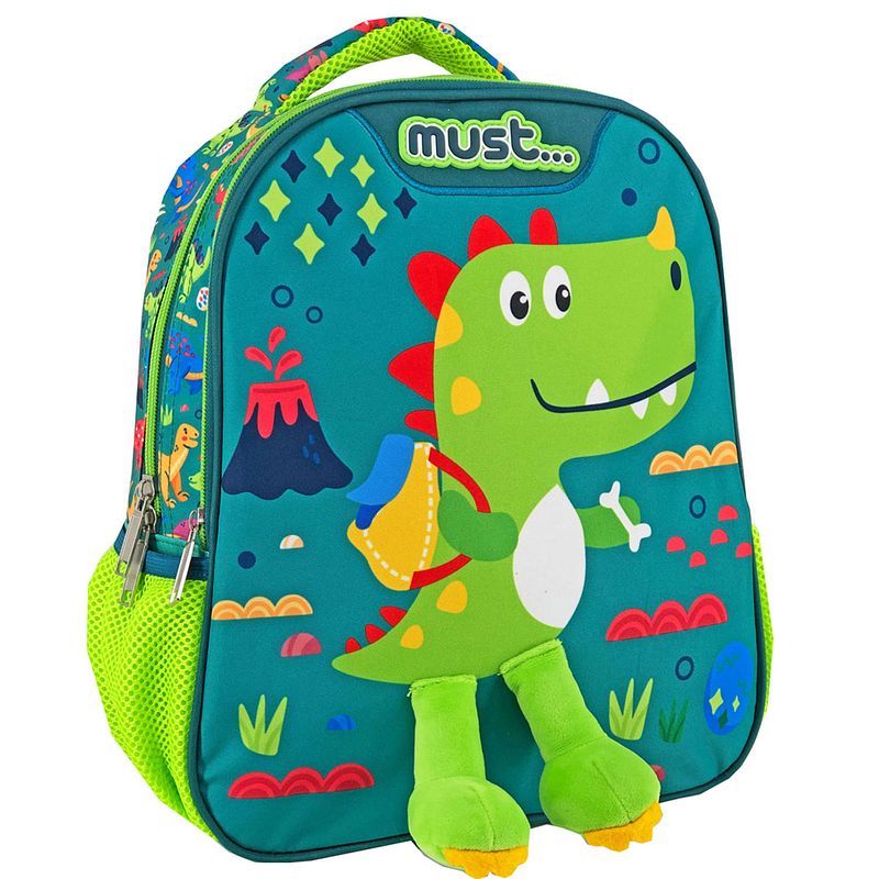 Foto van Must rugzak dinosaurus - 31 x 27 x 10 cm - polyester