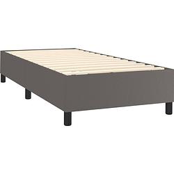 Foto van The living store bedframe - boxspringbed - bed - 193 x 90 x 118/128 cm - grijs kunstleer - verstelbaar hoofdbord -