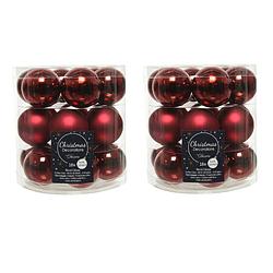 Foto van 36x stuks kleine glazen kerstballen donkerrood (oxblood) 4 cm mat/glans - kerstbal