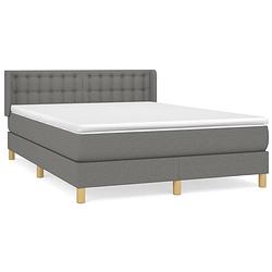 Foto van The living store boxspringbed - donkergrijs - 193 x 147 x 78/88 cm - pocketvering matras - middelharde ondersteuning