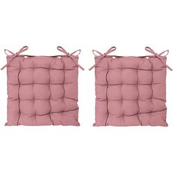 Foto van Atmosphera stoelkussen - 2x - roze - katoen - 38 x 6 cm - zitkussen - tuinstoelkussens
