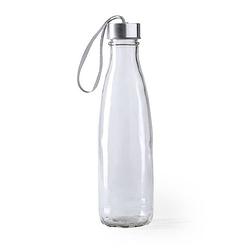 Foto van Glazen waterfles/drinkfles transparant met rvs dop met handvat 610 ml - drinkflessen