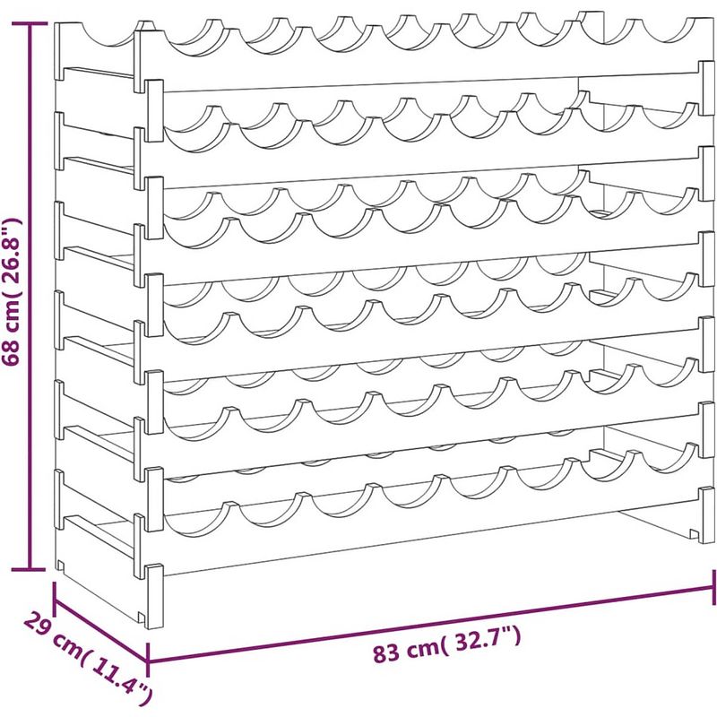 Foto van The living store houten wijnrek - massief grenenhout - 83 x 29 x 68 cm - opbergruimte voor 48 flessen wijn