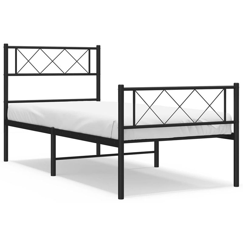 Foto van Vidaxl bedframe met hoofd- en voeteneinde metaal zwart 100x190 cm