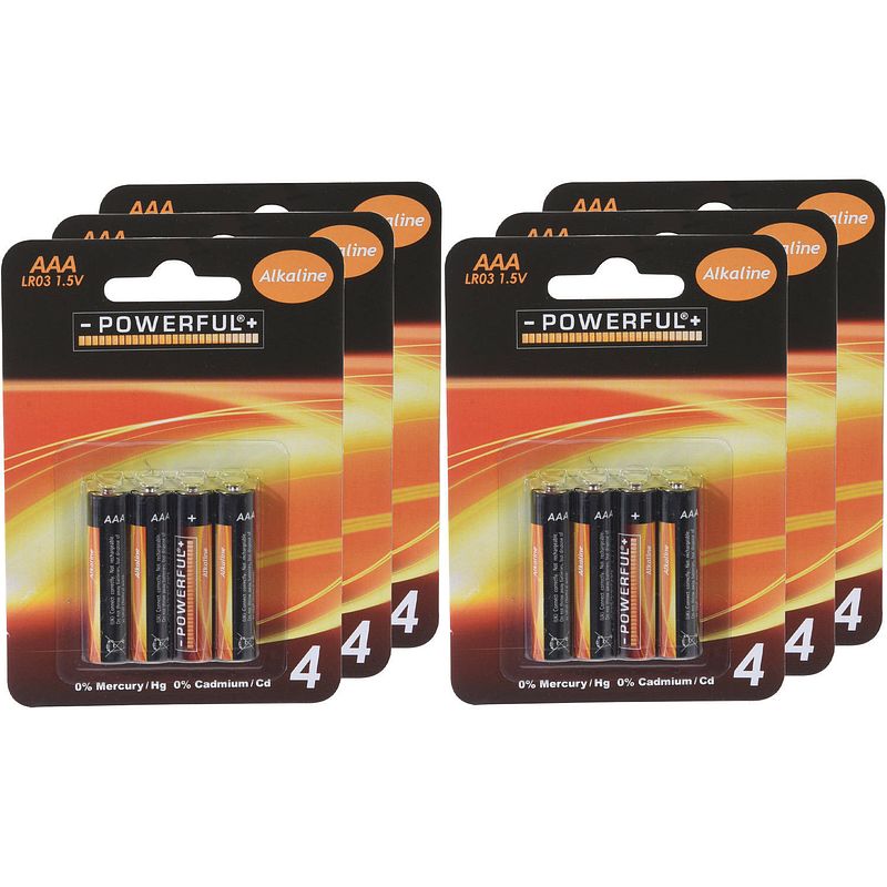Foto van Powerful batterijen - aaa type - 24x stuks - alkaline - minipenlites aaa batterijen