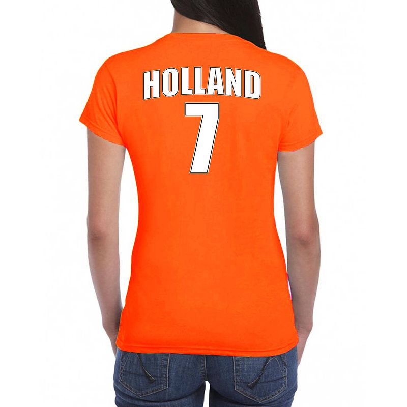 Foto van Holland shirt met rugnummer 7 - nederland fan t-shirt / outfit voor dames xl - feestshirts