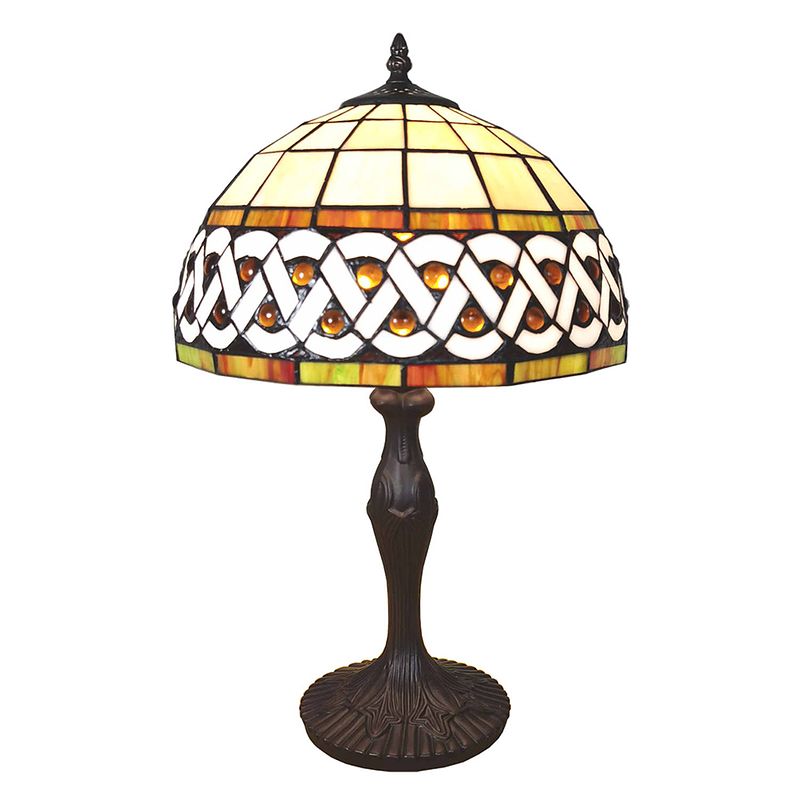 Foto van Haes deco - tiffany tafellamp wit ø 31x43 cm fitting e27 / lamp max 1x40w