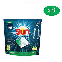 Foto van Sun - optimum vaatwascapsules all-in one lemon - voordeelverpakking 8 x 18 tabs