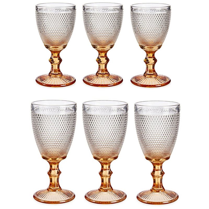 Foto van Luxe monaco serie wijnglazen set 12x stuks op gouden voet 240/330 ml - wijnglazen