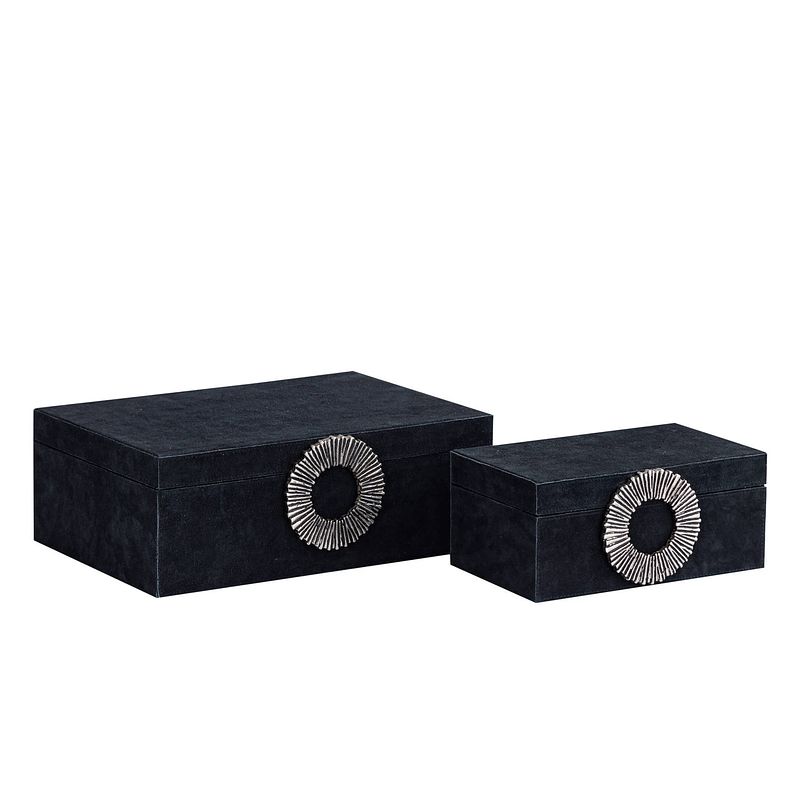 Foto van Ptmd hazael black suede box silver handle set of 2