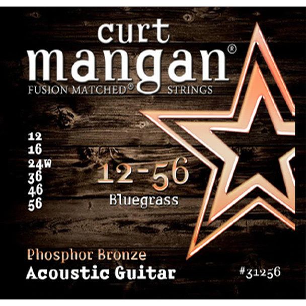 Foto van Curt mangan phosphor bronze 12-56 bluegrass snarenset voor staalsnarige akoestische gitaar