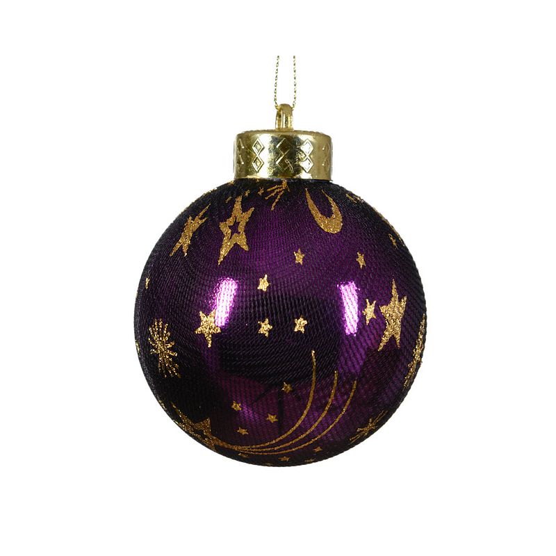 Foto van Decoris - kerstbal kunststof d8l8 cm violet kerst