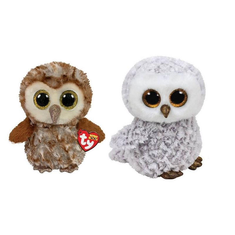 Foto van Ty - knuffel - beanie buddy - percy owl & owlette owl