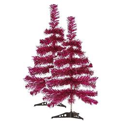 Foto van 2x stuks kleine fuchsia roze kerstbomen van 60 cm - kunstkerstboom