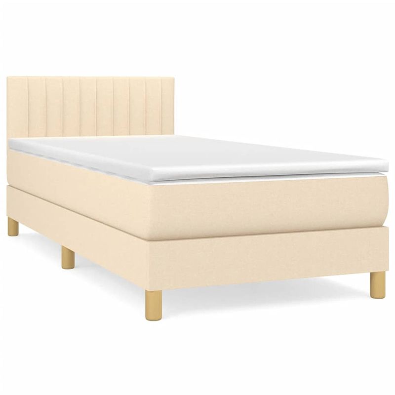 Foto van The living store boxspringbed - comfort - bed - 203 x 100 x 78/88 cm - crème - stof - pocketvering