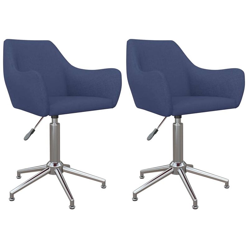 Foto van Vidaxl eetkamerstoelen 2 st draaibaar stof blauw