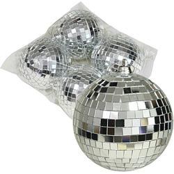 Foto van Othmar decorations disco kerstballen - 4x - zilver - 8 cm - kunststof - kerstbal
