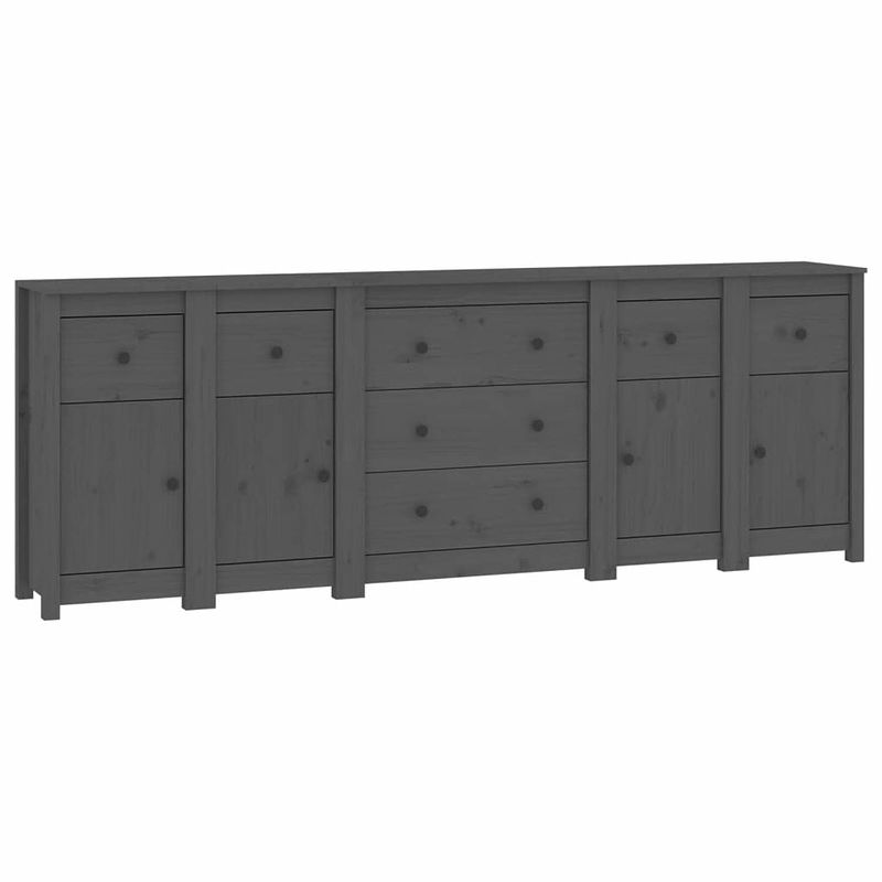 Foto van Vidaxl dressoir 230x35x80 cm massief grenenhout grijs