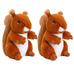 Foto van Keel toys 2x stuks pluche knuffel dier rode eekhoorn 18 cm - knuffel bosdieren
