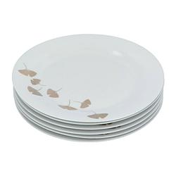 Foto van 4goodz porseleinen diner borden ginko set 6 stuks 27,5 cm - wit/goud