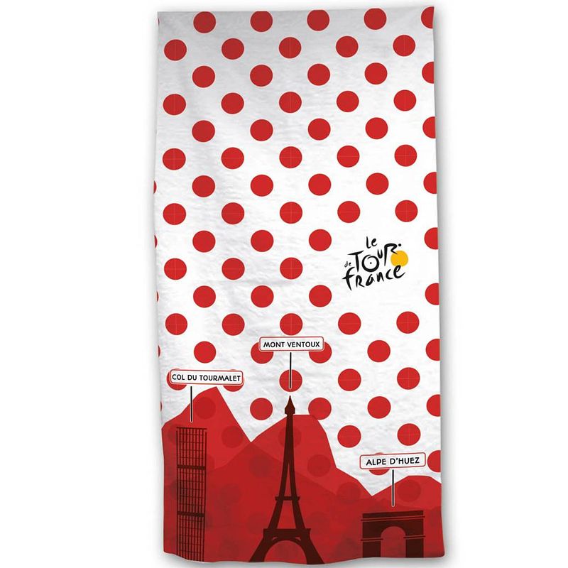 Foto van Tour de france bolletjestrui - strandlaken - 70 x 140 cm - rood, wit