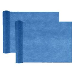 Foto van Tafelloper op rol - 2x - donkerblauw - 30 cm x 10 m - non woven polyester - feesttafelkleden