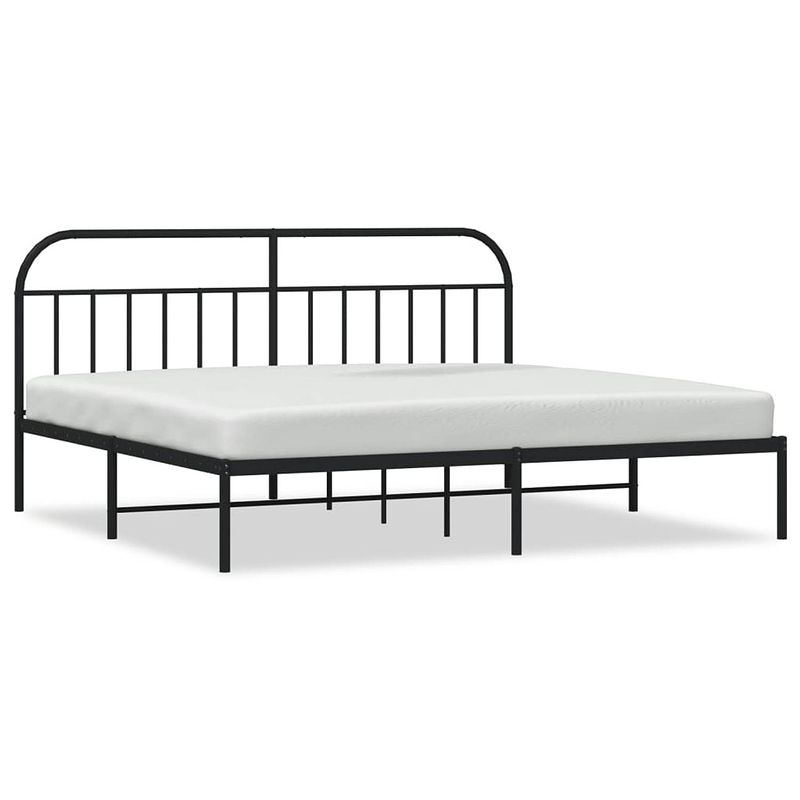 Foto van The living store klassiek bedframe - metalen constructie - ondersteuning - opbergruimte - zwart