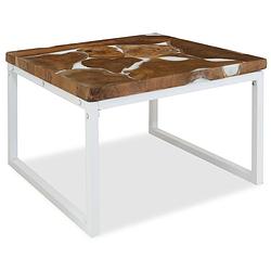 Foto van The living store salontafel rustieke charme - teakhout met hars - 60 x 60 x 40 cm