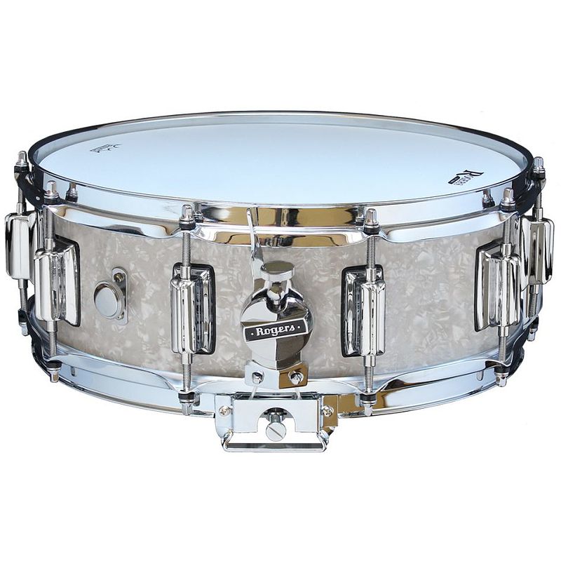 Foto van Rogers drums usa dyna-sonic beavertail white marine pearl 14 x 5 inch snaredrum