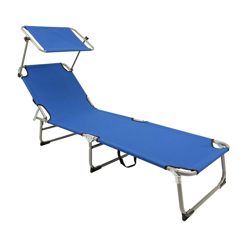 Foto van Maxxgarden ligbed - zonnescherm - 5 standen - aluminium 190x61x28 cm (blauw)