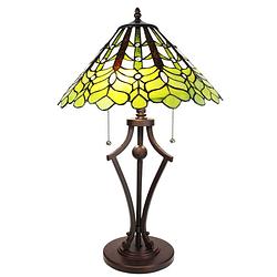 Foto van Haes deco - tiffany tafellamp groen ø 41x62 cm fitting e27 / lamp max 2x60w