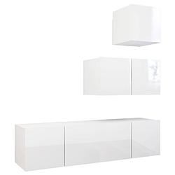 Foto van The living store televisiemeubelset hifi-kasten - montage vereist - hoogglans wit - 1x 30.5x30x30cm - 3x 60x30x30cm -