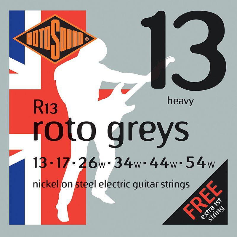 Foto van Rotosound r13 roto greys set elektrische gitaarsnaren 013 - 054w