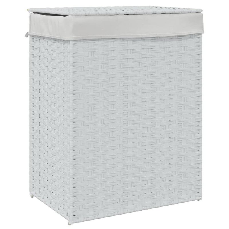 Foto van Vidaxl wasmand met deksel 46x33x60 cm poly rattan wit