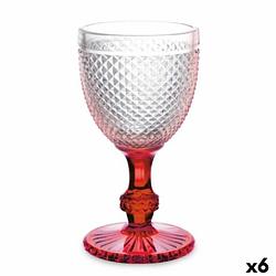 Foto van Wijnglas diamant rood transparant glas 330 ml (6 stuks)