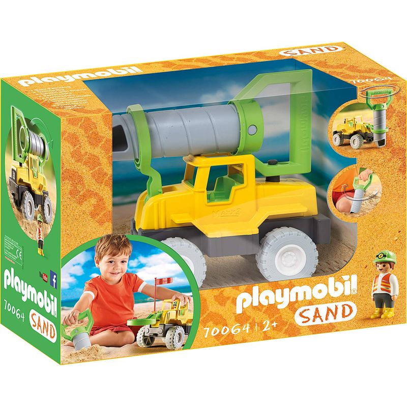 Foto van Playmobil 1.2.3 sand - vrachtwagen met zandboor 70064