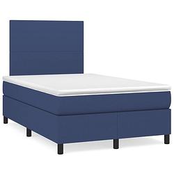 Foto van Vidaxl boxspring met matras stof blauw 120x200 cm