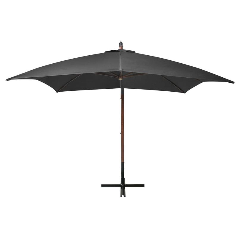 Foto van The living store zweefparasol - hout - 300 x 300 cm - antraciet - uv-bestendig