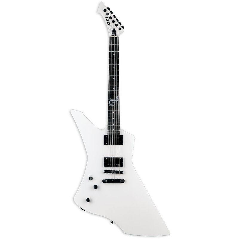 Foto van Esp ltd snakebyte lh snow white james hetfield signature linkshandige elektrische gitaar met koffer