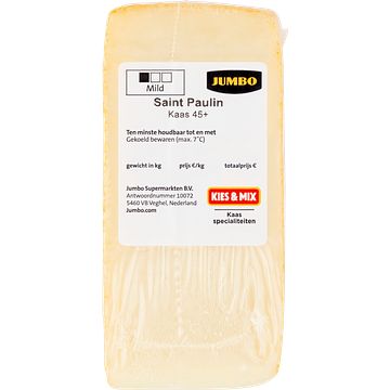 Foto van 3 voor € 6,00 | jumbo saint paulin gewassen korstkaas 45+ mild 140g aanbieding bij jumbo